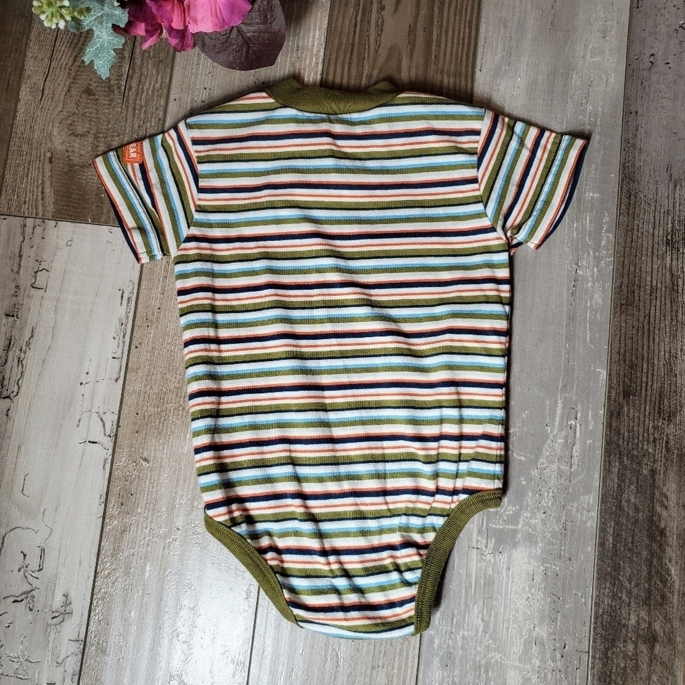 Pooh Baby Toddler Striped Onesie Bodysuit Green Orange Blue Size 24m EUC - Picture 2 of 10